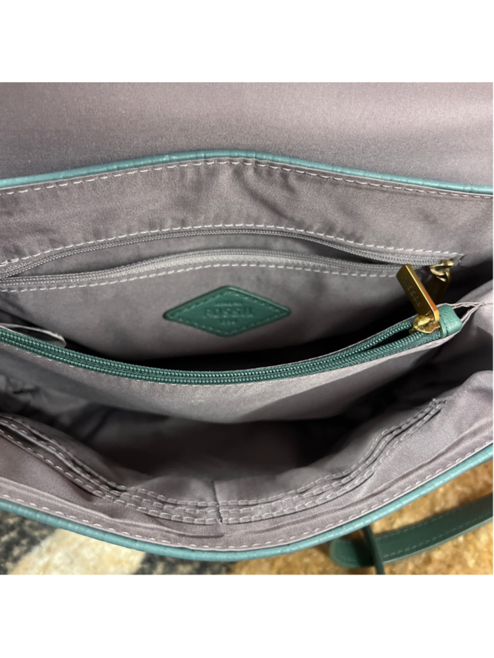 Women's Fossil Teal Crossbody Bag One Size with Gold Hardware - Picture 4 of 4